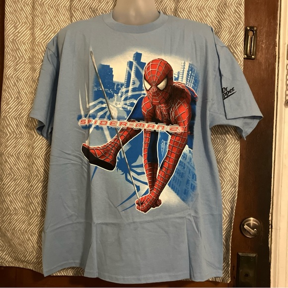 Vtg Y2K 2004 Spider-Man 2 Official Movie Promo TShirt Marvel Blue Mens XL RARE - Picture 1 of 10